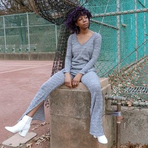 Boohoo Ribbed Knit Co-ord Set – Grey Marled, Size US 4 / UK 8